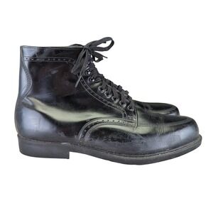 Knapp Black Leather Work Boots Men's 9.5E Combat Lace Up Style‎ 7004